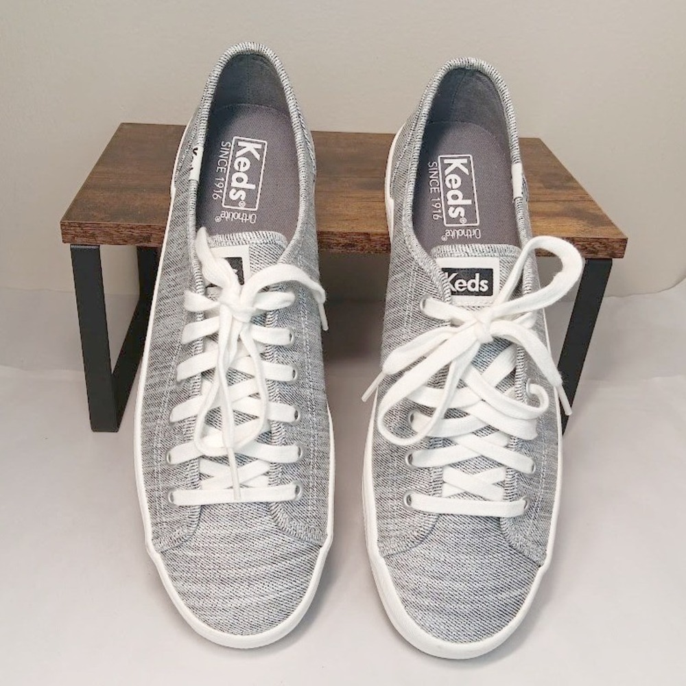 Keds Champion Low Top Sneakers Womens 9 Grey White Good Ortholite WF58555